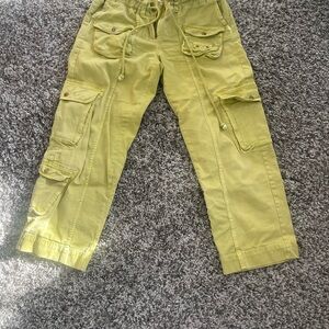 Free People Tahiti Cargo Pants size S in a mustard yellow - draw string